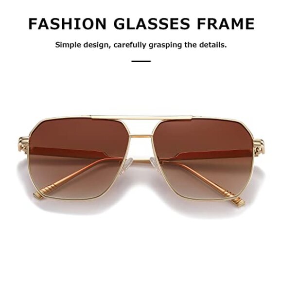 Oversized Retro Square Sunglasses Polarized Metal Frame Vintage Classic Unisex